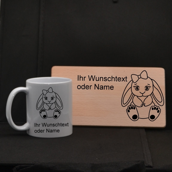 Breakfast board with cup - rabit
